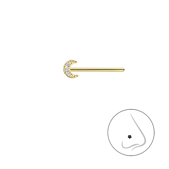 Wholesale Sterling Silver Moon Nose Stud - JD23010