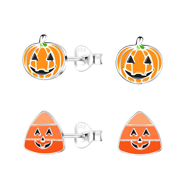 Wholesale Sterling Silver Halloween Ear Studs Set - JD22301