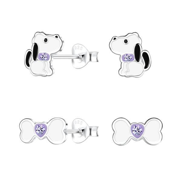 Wholesale Sterling Silver Dog Ear Studs Set - JD22298