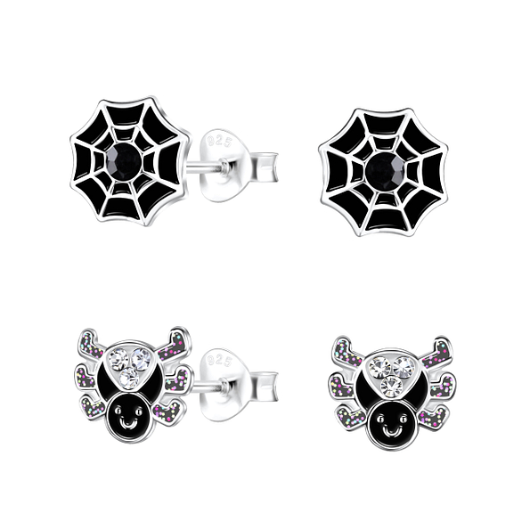 Wholesale Sterling Silver Spider Ear Studs Set - JD22294
