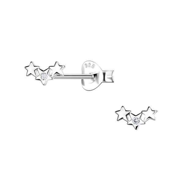 Wholesale Sterling Silver Triple Star Ear Studs  - JD23553