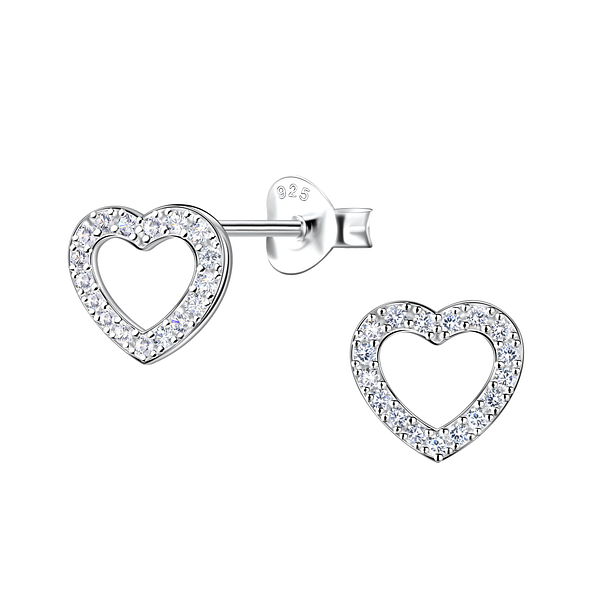 Wholesale Sterling Silver Heart Ear Studs - JD21877