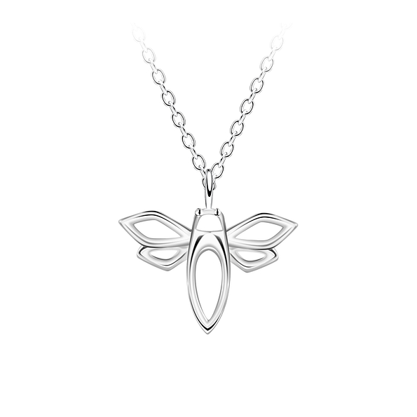 Wholesale Sterling Silver Dragonfly Outline Necklace - JD23712