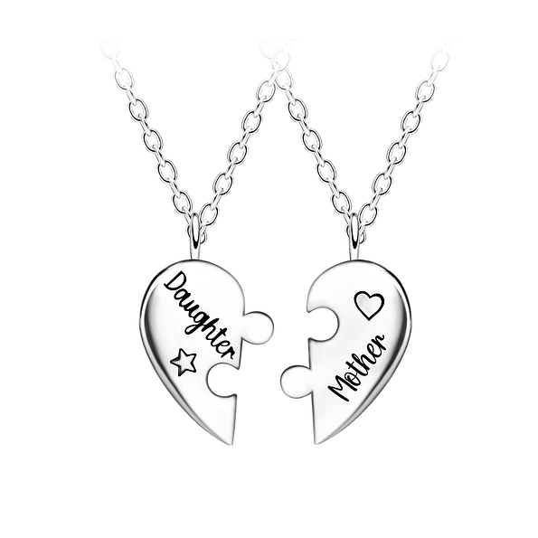 Wholesale Sterling Silver Mother Daughter Necklace Set - JD22040