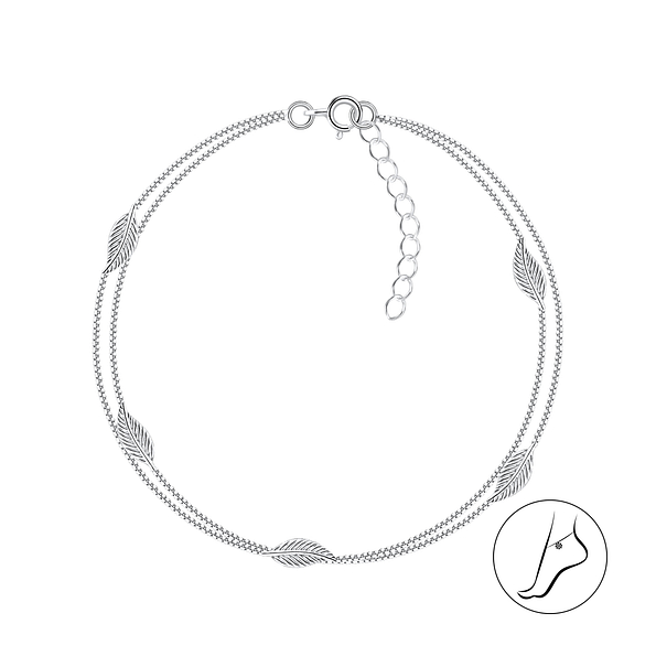 Wholesale Sterling Silver Leaf Anklet - JD23257