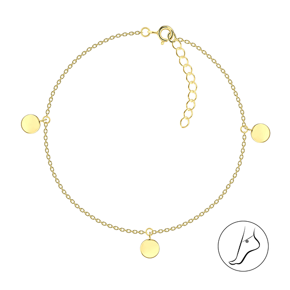 Wholesale 25cm Sterling Silver Round Anklet - JD23148