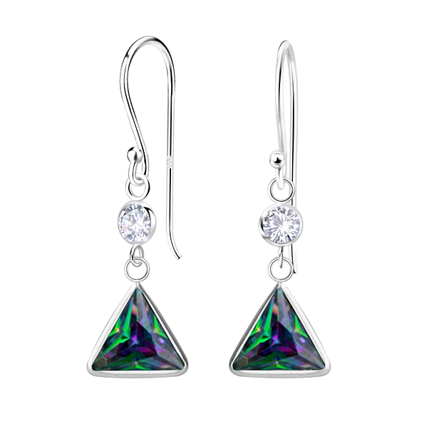 Wholesale Sterling Silver Geometric Cubic Zirconia Earrings - JD21929