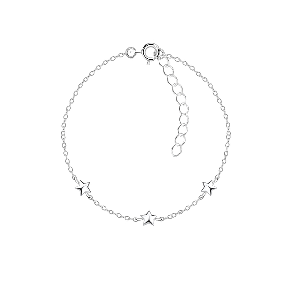 Wholesale Sterling Silver Triple Star Bracelet - JD22634