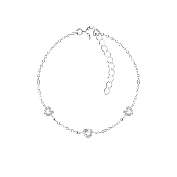 Wholesale Sterling Silver Triple Heart Bracelet - JD22627 Wholesale Sterling Silver Triple Heart Bracelet - JD22627