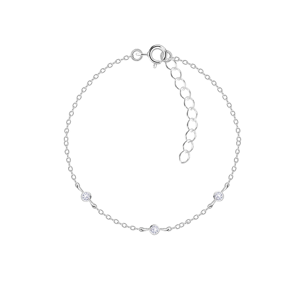 Wholesale Sterling Silver Three Stones Bracelet - JD22626 Wholesale Sterling Silver Three Stones Bracelet - JD22626