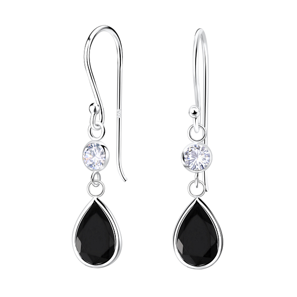 Wholesale Sterling Silver Tear Drop Cubic Zirconia Dangle Earrings - JD21928