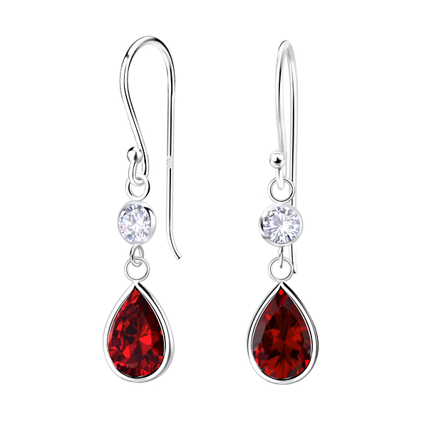 Wholesale Sterling Silver Tear Drop Cubic Zirconia Dangle Earrings - JD21927