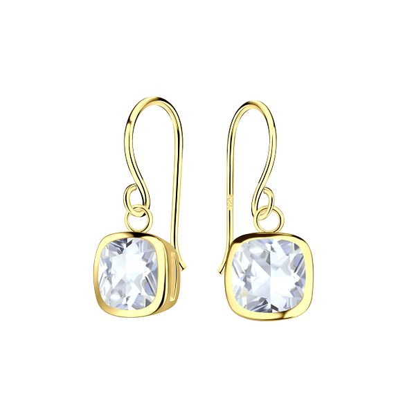 Wholesale 6mm Cushion Cubic Zirconia Sterling Silver Earrings - JD21888