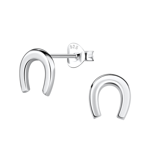 Wholesale Sterling Silver Horseshoe Ear Studs - JD22392