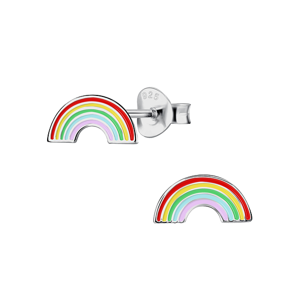 Wholesale Sterling Silver Rainbow Ear Studs - JD21719