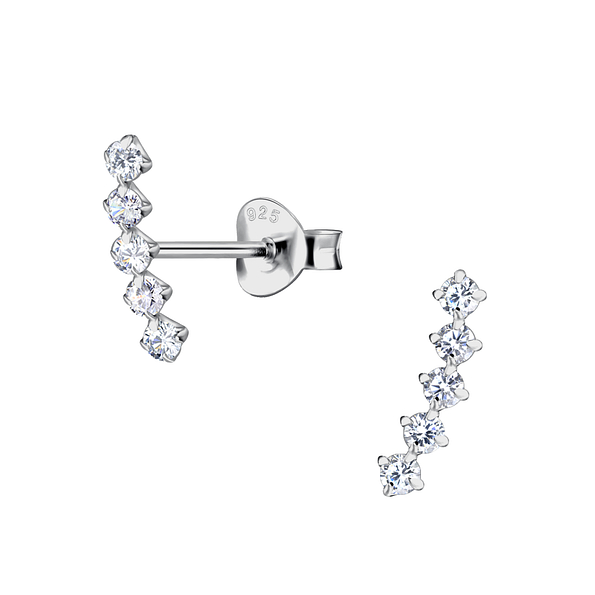 Wholesale 1.8mm Cubic Zirconia Sterling Silver Curved Ear Studs - JD22206
