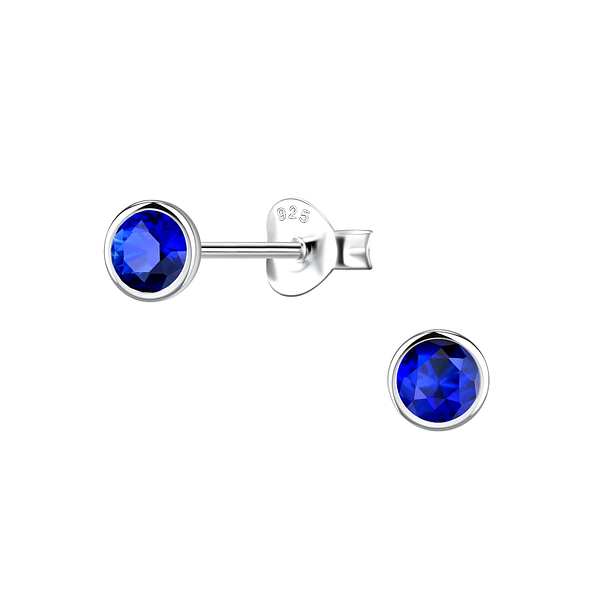Wholesale 4mm Round Cubic Zirconia Sterling Silver Ear Studs - JD22545