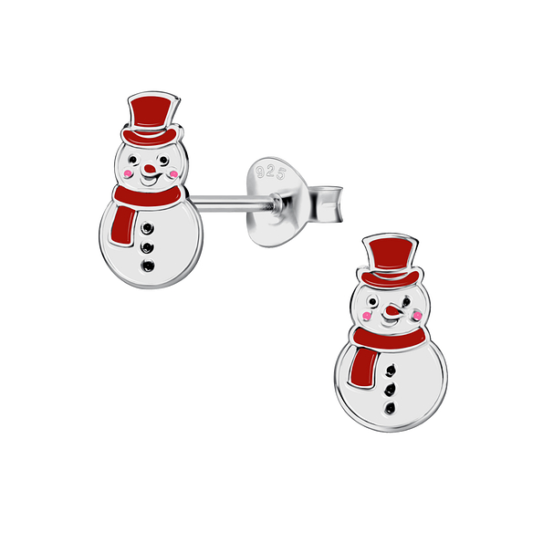 Wholesale Sterling Silver Snowman Ear Studs - JD21745