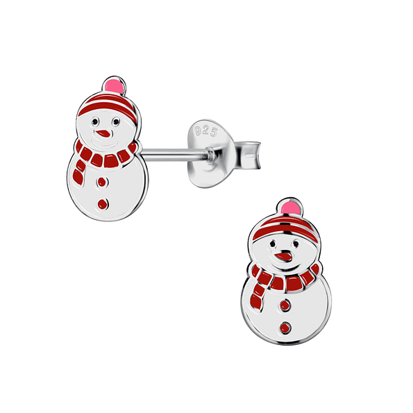 Wholesale Sterling Silver Snowman Ear Studs - JD21727
