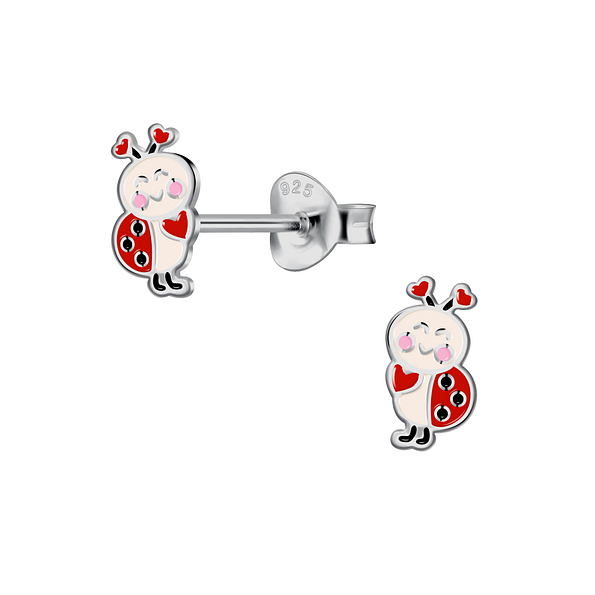 Wholesale Sterling Silver Ladybug Ear Studs - JD22274
