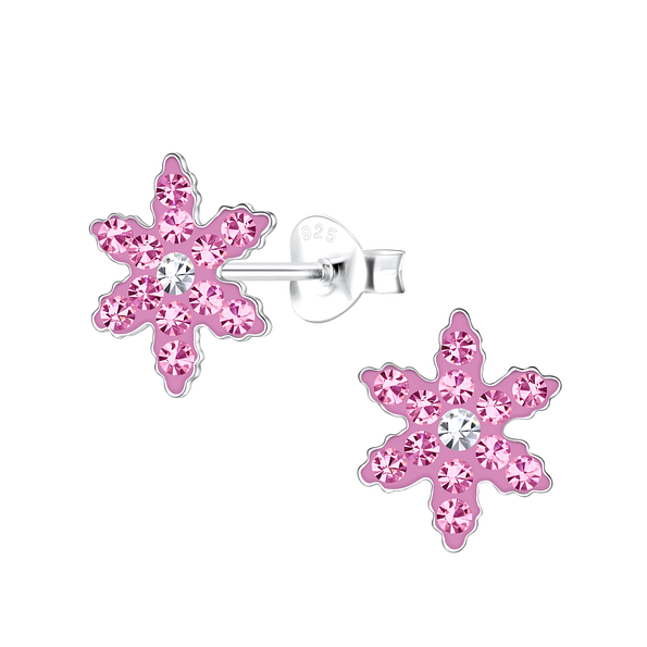 Wholesale Sterling Silver Snowflake Ear Studs - JD21584