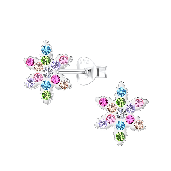 Wholesale Sterling Silver Snowflake Ear Studs - JD21585