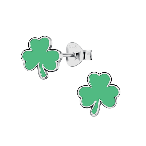 Wholesale Sterling Silver Shamrock Ear Studs - JD22271