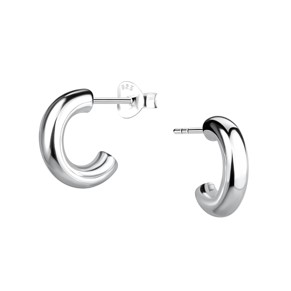 Wholesale Sterling Silver Half Hoop Ear Studs - JD22002