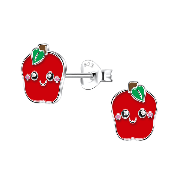 Wholesale Sterling Silver Apple Ear Studs - JD22183