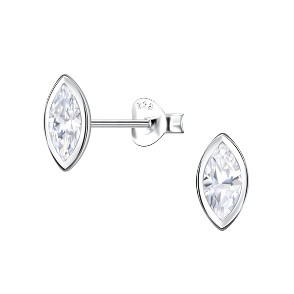 Wholesale 4x8mm Marquise Cubic Zirconia Sterling Silver Ear Studs - JD22562