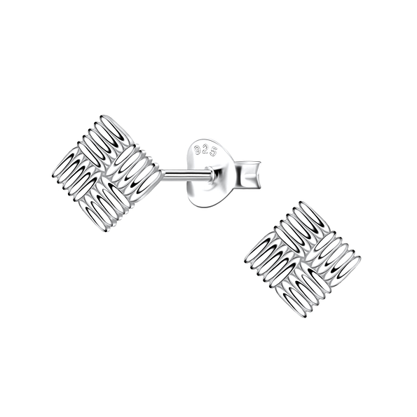 Wholesale Sterling Silver Patterned Square Ear Studs  - JD23349