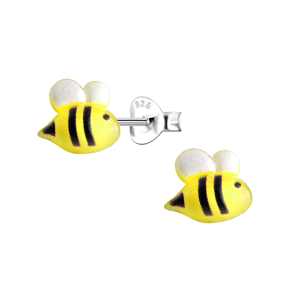 Wholesale Sterling Silver Ear Studs with Resin Bee - JD22761
