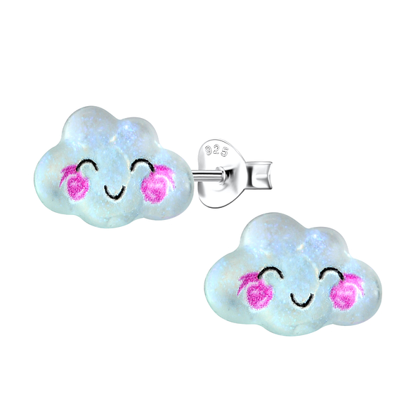 Wholesale Sterling Silver Ear Studs with Resin Cloud - JD22762