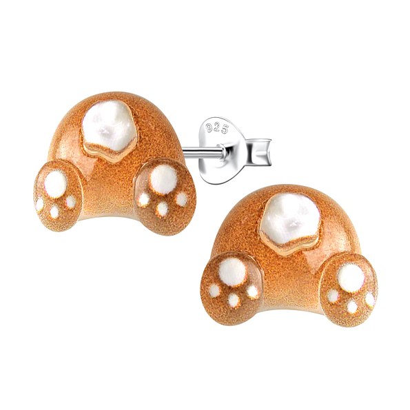 Wholesale Sterling Silver Ear Studs with Resin Bear Bum - JD22774