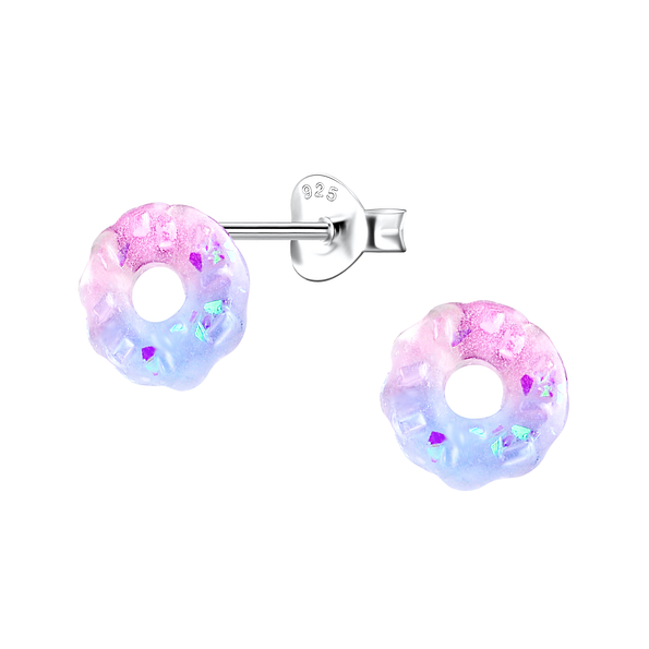 Wholesale Sterling Silver Ear Studs with Resin Donut - JD22778