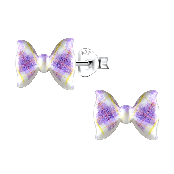 Wholesale Sterling Silver Ear Studs with Resin Bow - JD22786