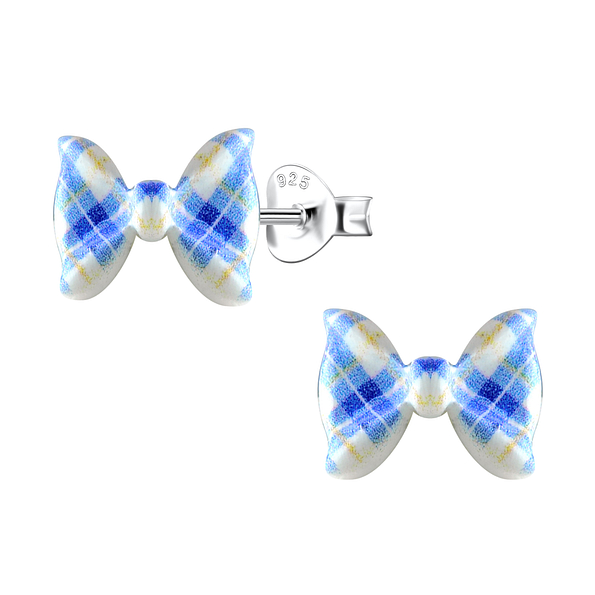 Wholesale Sterling Silver Ear Studs with Resin Bow - JD22787