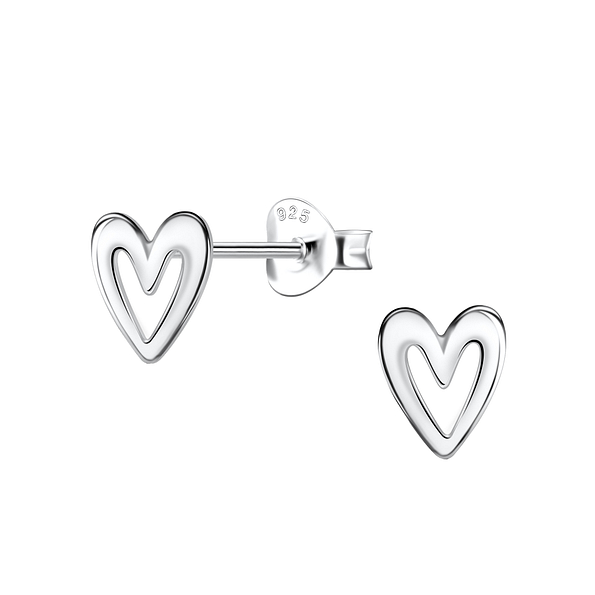 Wholesale Sterling Silver Heart Ear Studs - JD23352