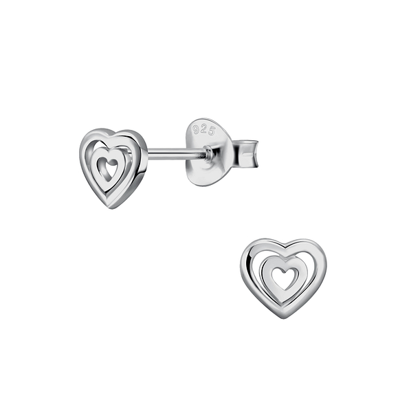 Wholesale Sterling Silver Heart Ear Studs - JD22281
