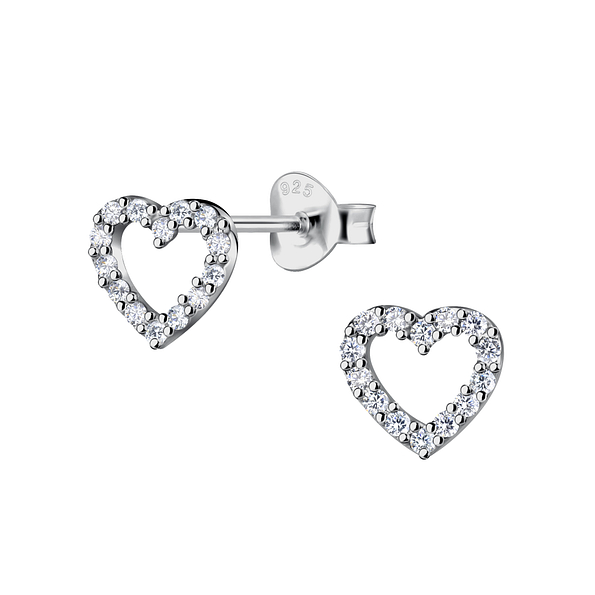 Wholesale Sterling Silver Heart Ear Studs - JD22216