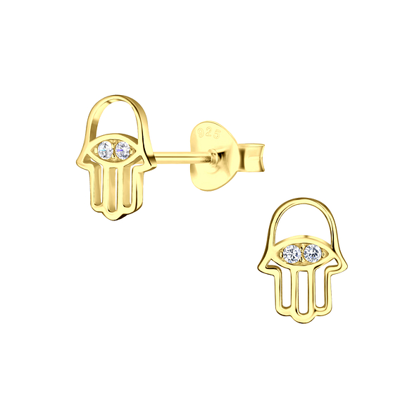 Wholesale Sterling Silver Hamsa Ear Studs - JD22925