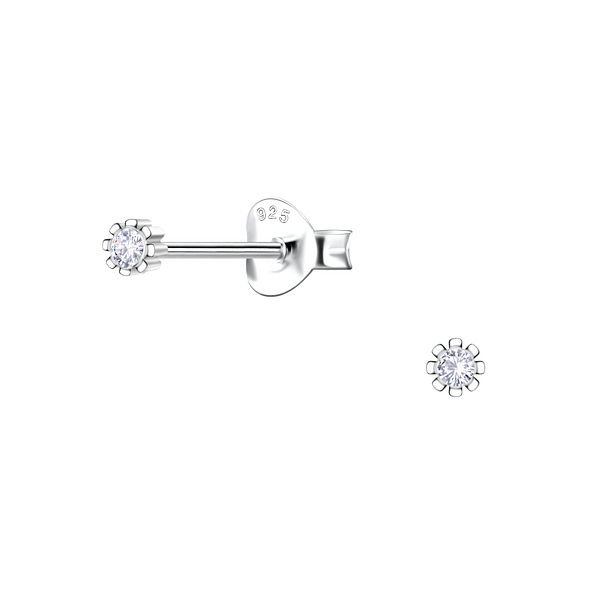 Wholesale Sterling Silver Single Stone Ear Studs - JD22189