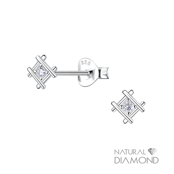 Wholesale Sterling Silver Geometric Ear Studs With Diamond - JD22680