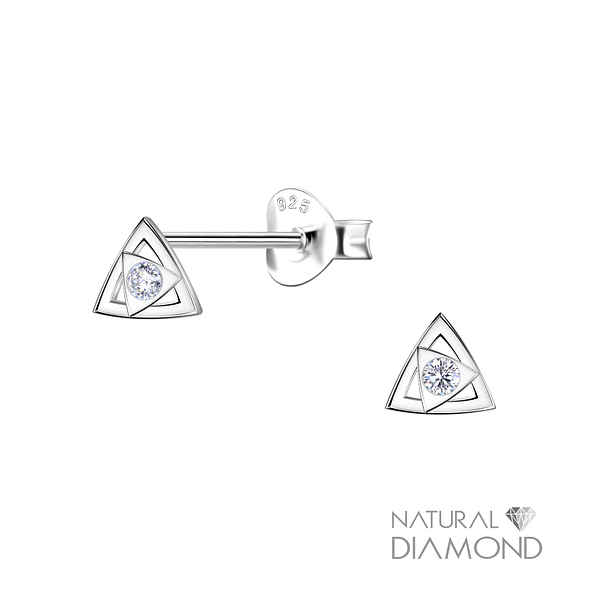 Wholesale Sterling Silver Geometric Ear Studs With Diamond - JD22684