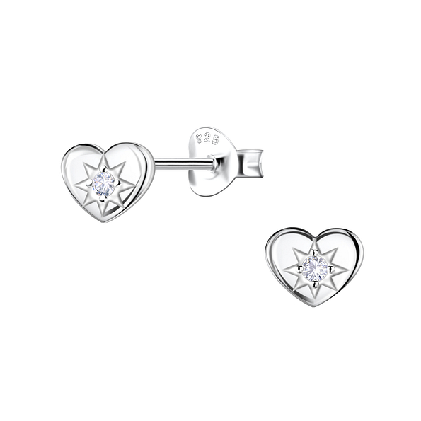 Wholesale Sterling Silver Heart Ear Studs - JD22687