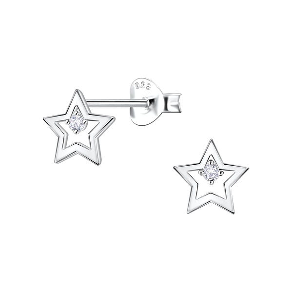 Wholesale Sterling Silver Star Ear Studs - JD22695
