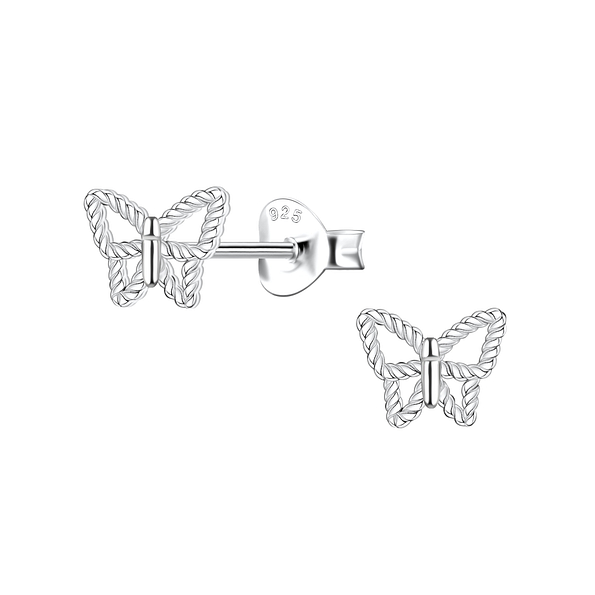 Wholesale Sterling Silver Butterfly Ear Studs - JD22143