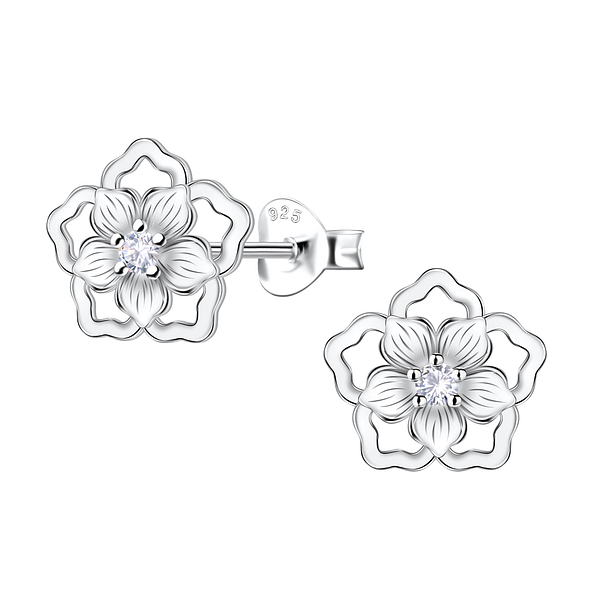 Wholesale Sterling Silver Flower Ear Studs - JD22640