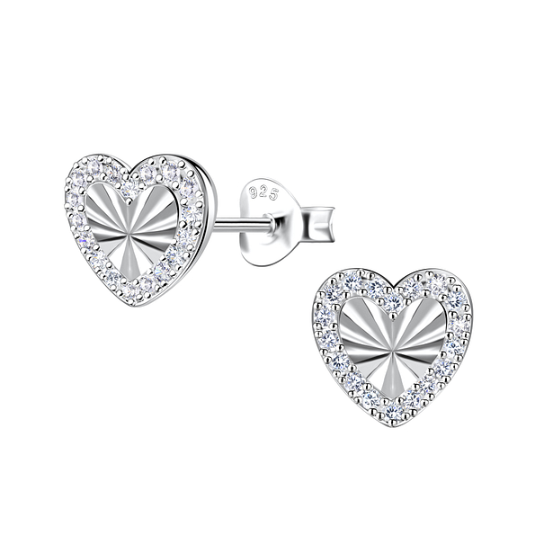 Wholesale Sterling Silver Heart Ear Studs - JD22907