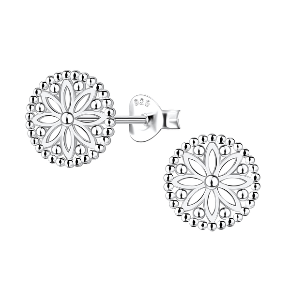 Wholesale Sterling Silver Flower Ear Studs - JD22653
